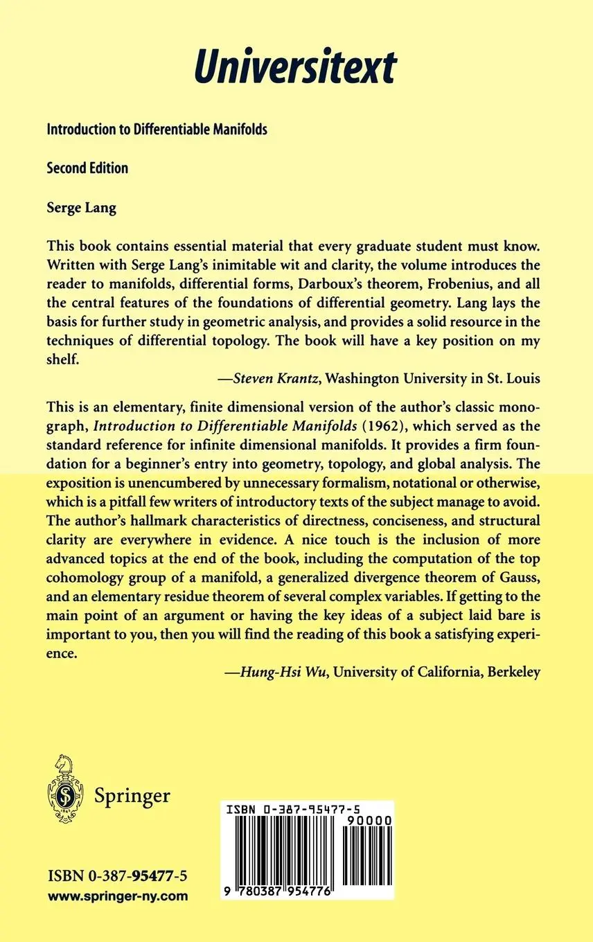 Rückseite: 9780387954776 | Introduction to Differentiable Manifolds | Serge Lang | Buch | xi
