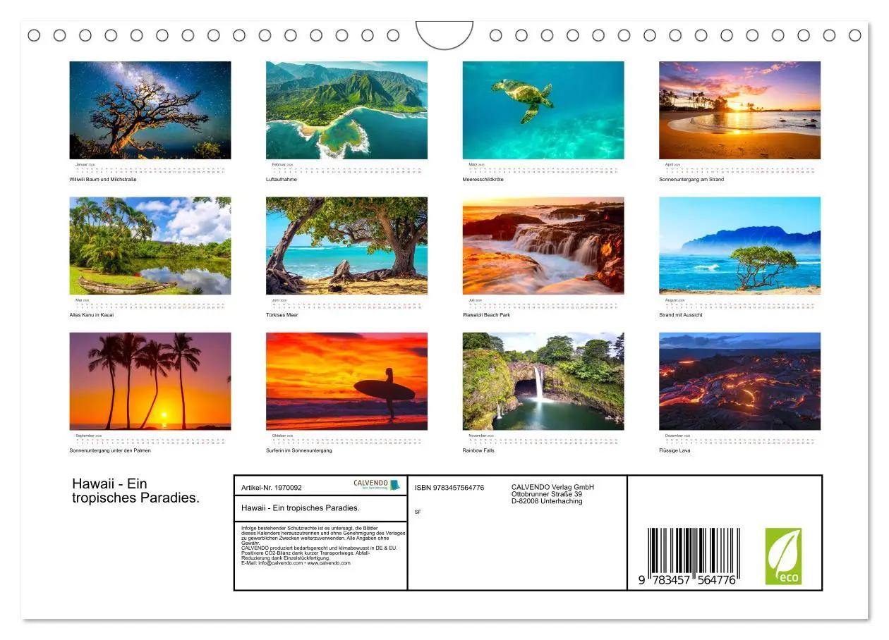 Bild: 9783457564776 | Hawaii - Ein tropisches Paradies. (Wandkalender 2026 DIN A4 quer),...