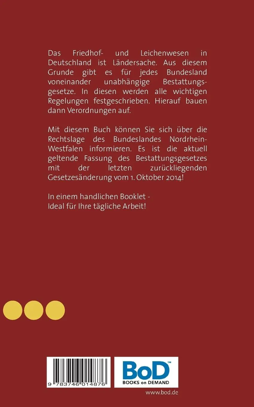 Rückseite: 9783746014876 | Bestattungsgesetz Nordrhein-Westfalen | Sebastian Andreas Götz | Buch