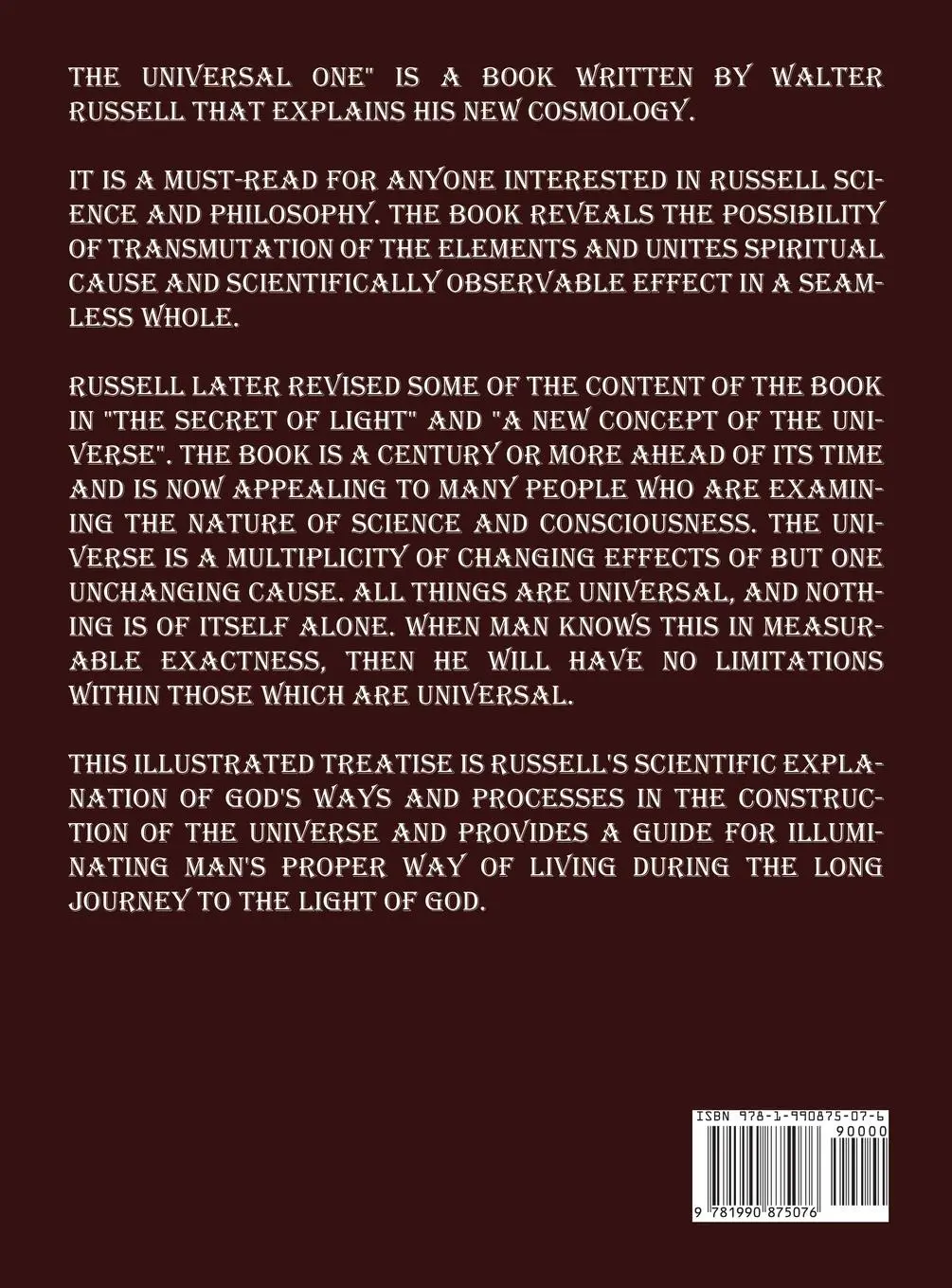 Rückseite: 9781990875076 | The Universal One | Walter Russell | Buch | Englisch | 2024