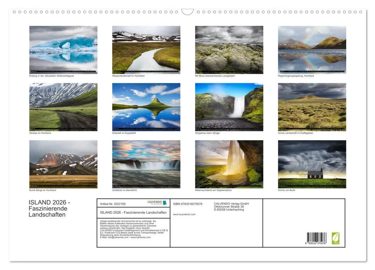 Bild: 9783516075076 | ISLAND 2026 - Faszinierende Landschaften (Wandkalender 2026 DIN A2...