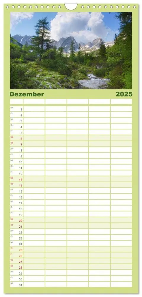 Bild: 9783457115176 | Familienplaner 2025 - Bergwelten mit 5 Spalten (Wandkalender, 21 x...
