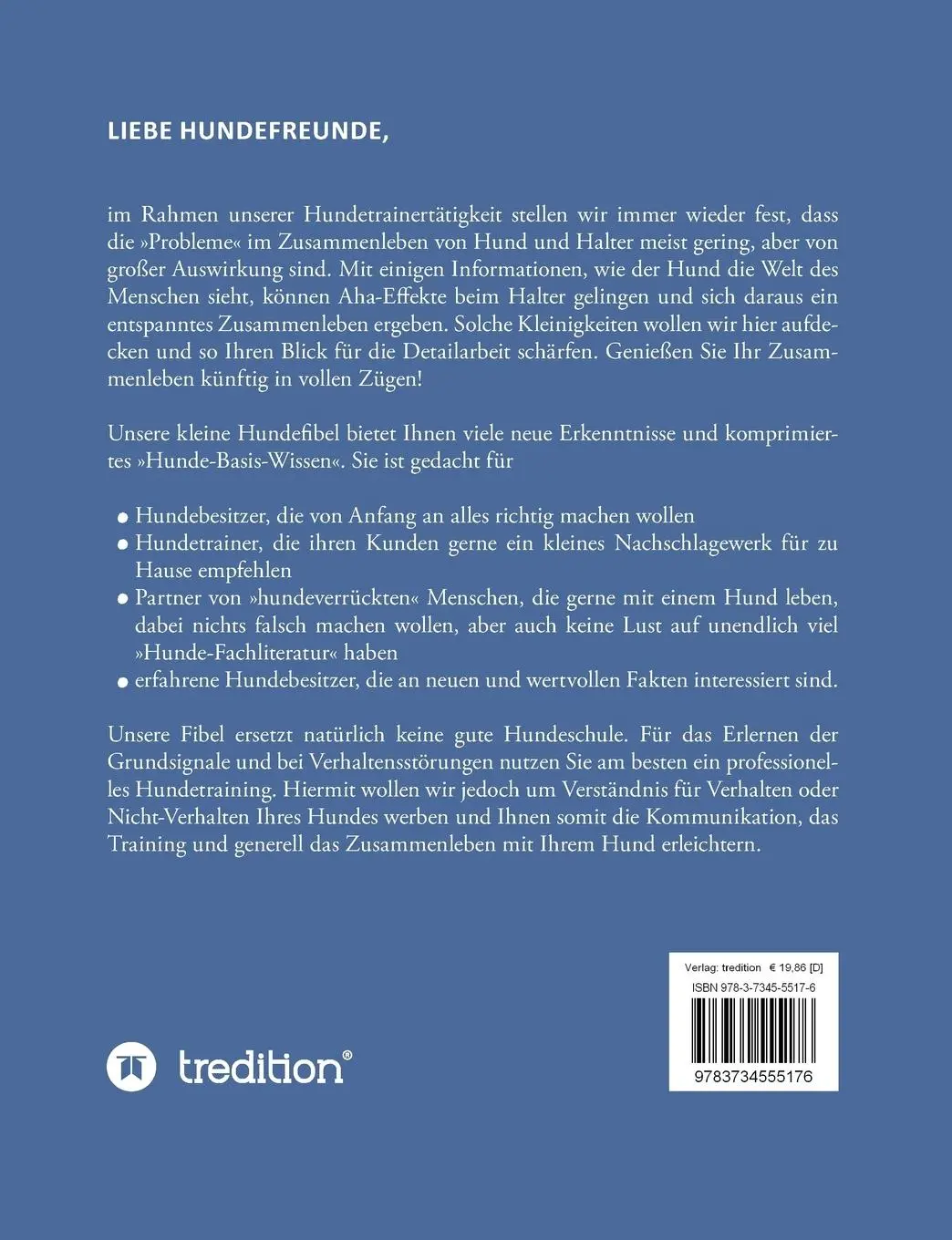 Rückseite: 9783734555176 | Die kleine Hundefibel | Kristina Ziemer-Falke (u. a.) | Taschenbuch