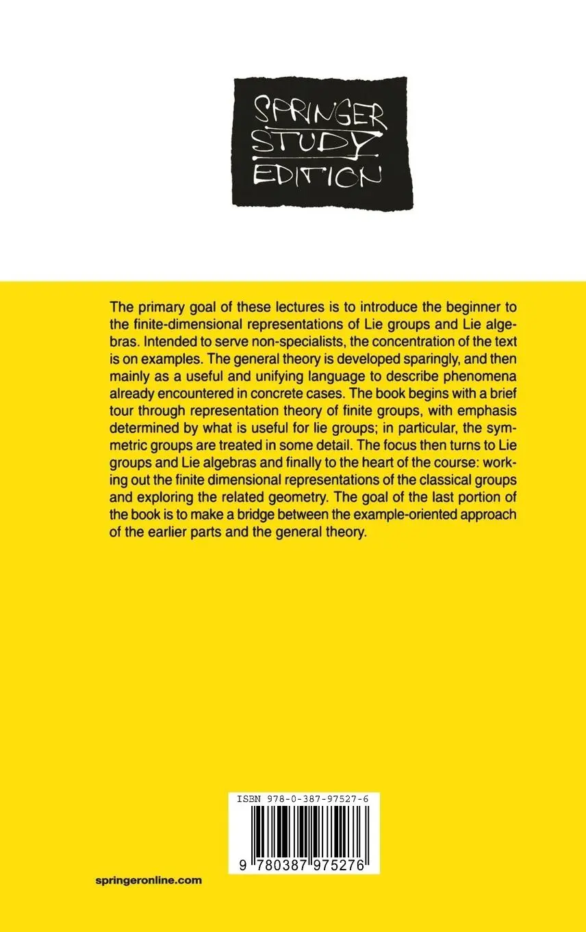 Rückseite: 9780387975276 | Representation Theory | A First Course | Joe Harris (u. a.) | Buch