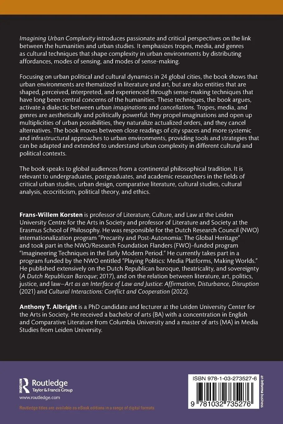 Rückseite: 9781032735276 | Imagining Urban Complexity | Frans-Willem Korsten (u. a.) | Buch