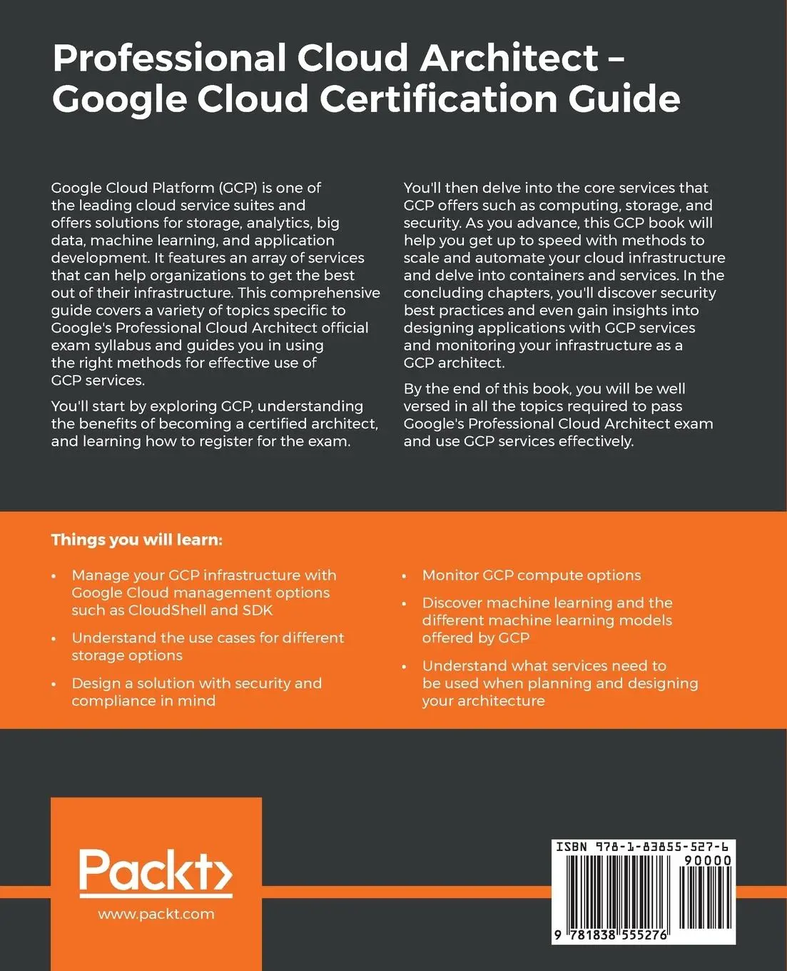 Rückseite: 9781838555276 | Professional Cloud Architect - Google Cloud Certification Guide | Buch
