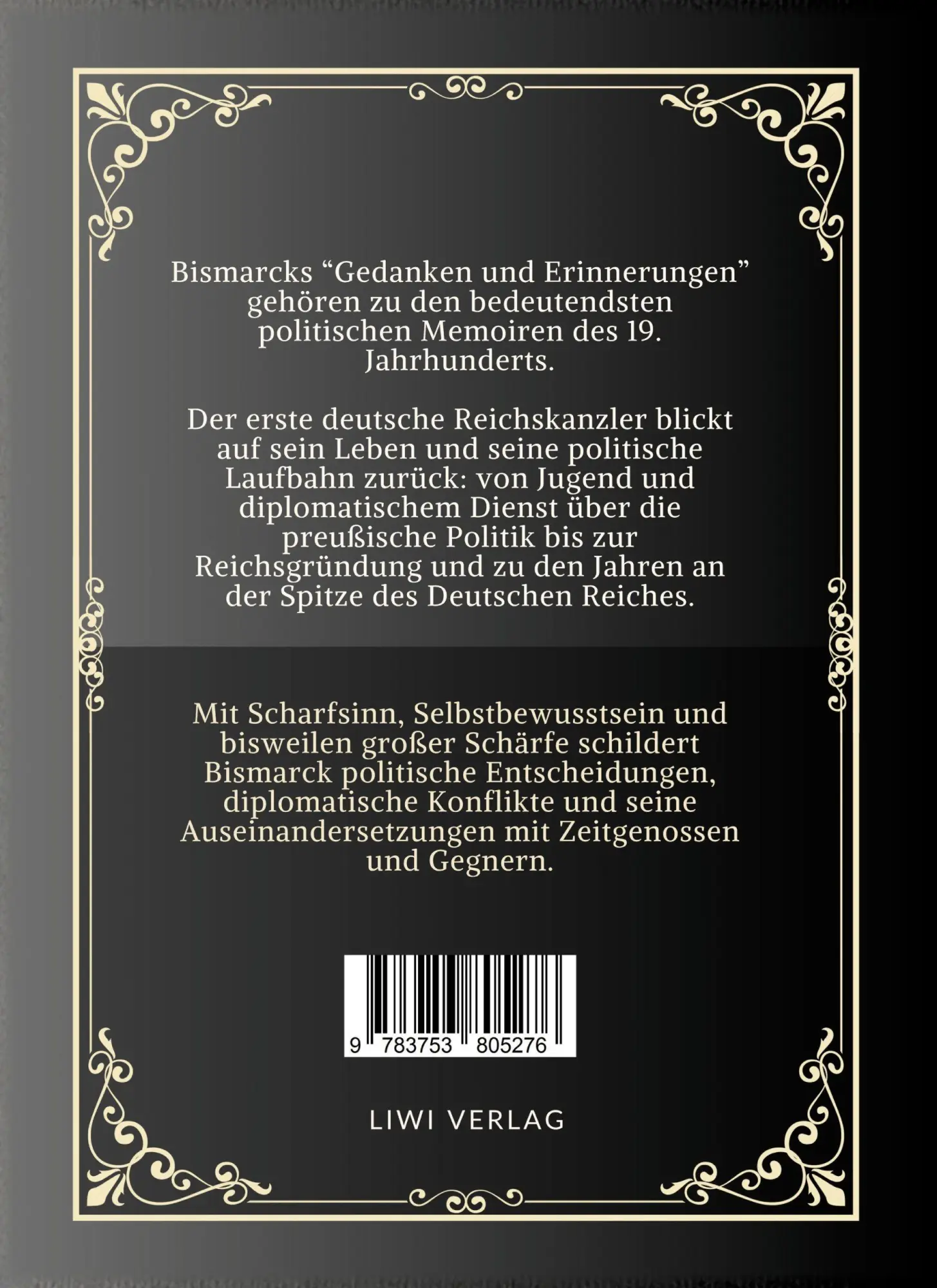 Rückseite: 9783753805276 | Otto von Bismarck: Gedanken und Erinnerungen. Vollständige...