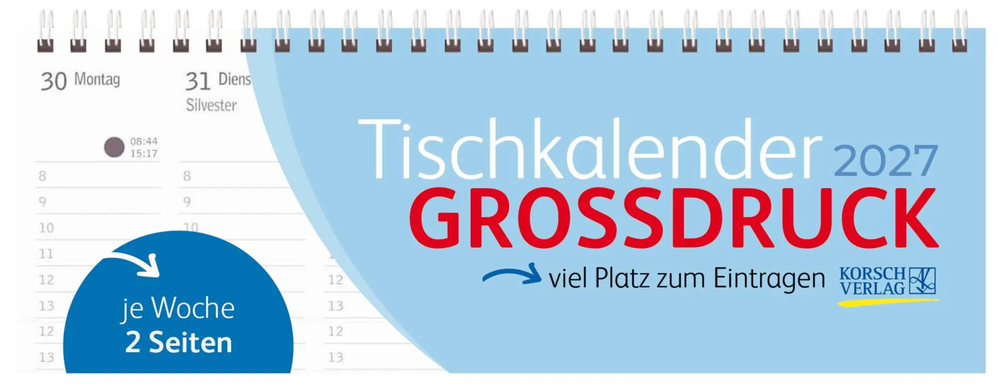 Cover: 9783819305276 | Tischquerkalender Großdruck 2027 | Korsch Verlag | Kalender | 128 S.