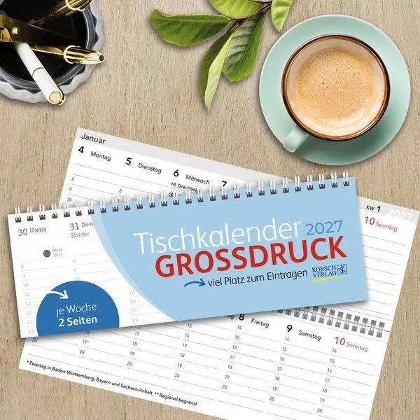Bild: 9783819305276 | Tischquerkalender Großdruck 2027 | Korsch Verlag | Kalender | 128 S.