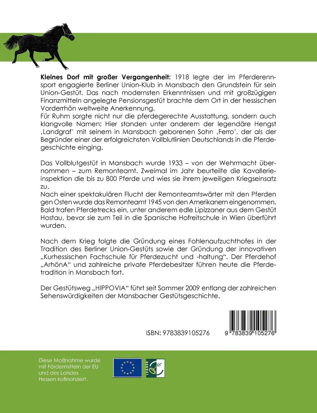 Rückseite: 9783839105276 | Galoppieren gegen den Wind | Gestütsgeschichte Mansbach | Anja Daume