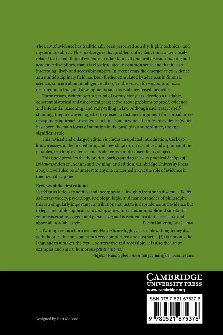 Rückseite: 9780521675376 | Rethinking Evidence | Exploratory Essays | William Twining | Buch
