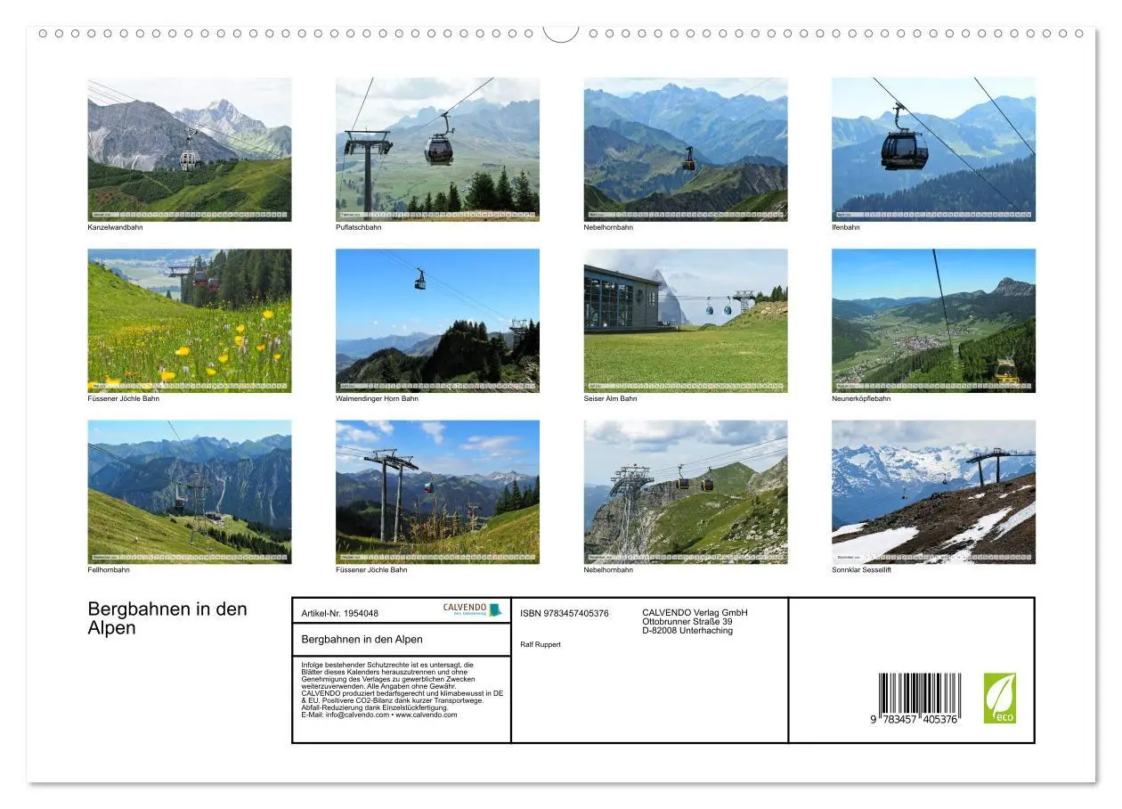 Bild: 9783457405376 | Bergbahnen in den Alpen (hochwertiger Premium Wandkalender 2026 DIN...