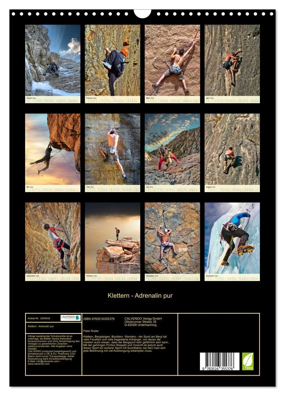 Bild: 9783516355376 | Klettern - Adrenalin pur (Wandkalender 2026 DIN A3 hoch), CALVENDO...