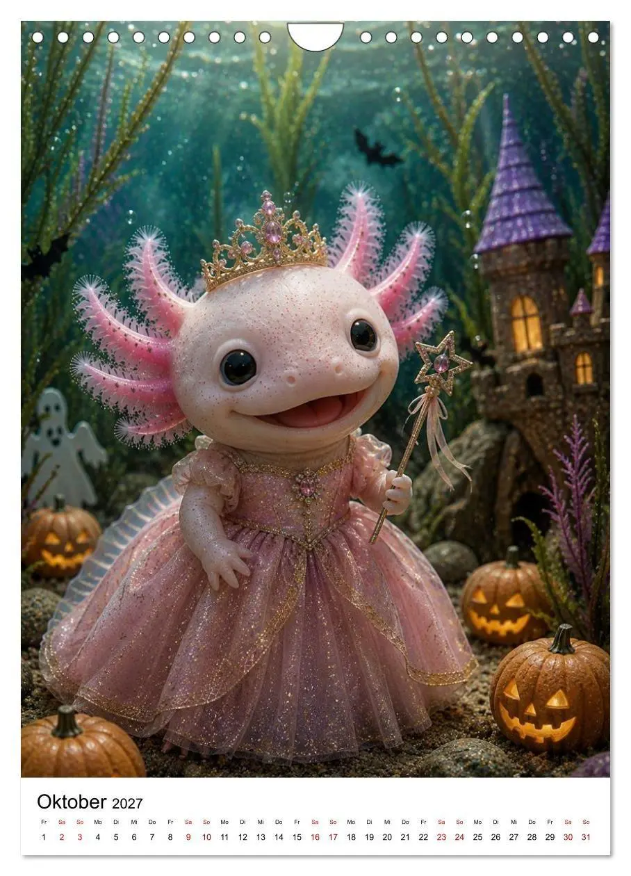 Bild: 9783594405376 | Axolotl durchs ganze Jahr (Wandkalender 2027 DIN A4 hoch), CALVENDO...