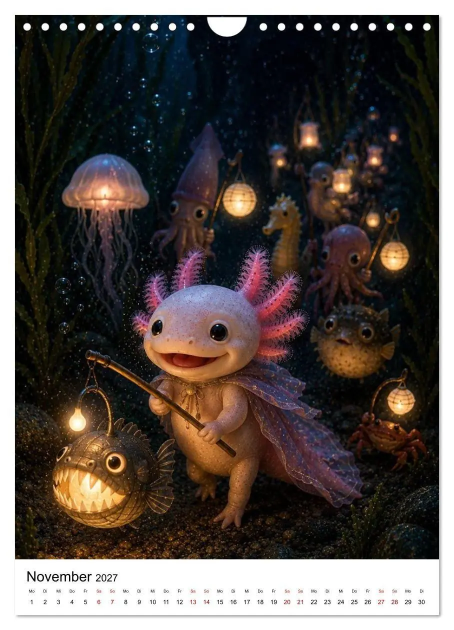 Bild: 9783594405376 | Axolotl durchs ganze Jahr (Wandkalender 2027 DIN A4 hoch), CALVENDO...