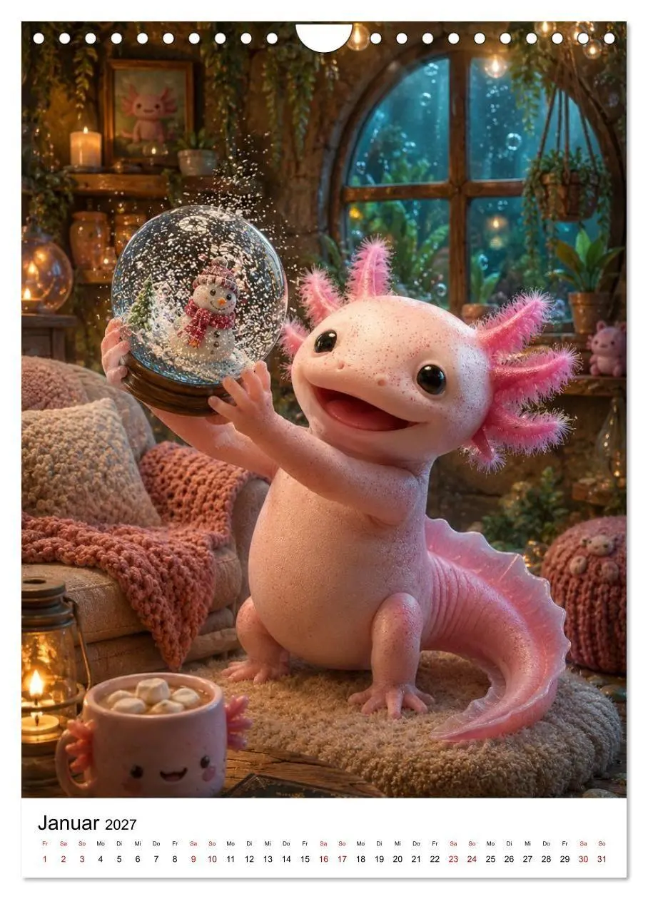 Bild: 9783594405376 | Axolotl durchs ganze Jahr (Wandkalender 2027 DIN A4 hoch), CALVENDO...