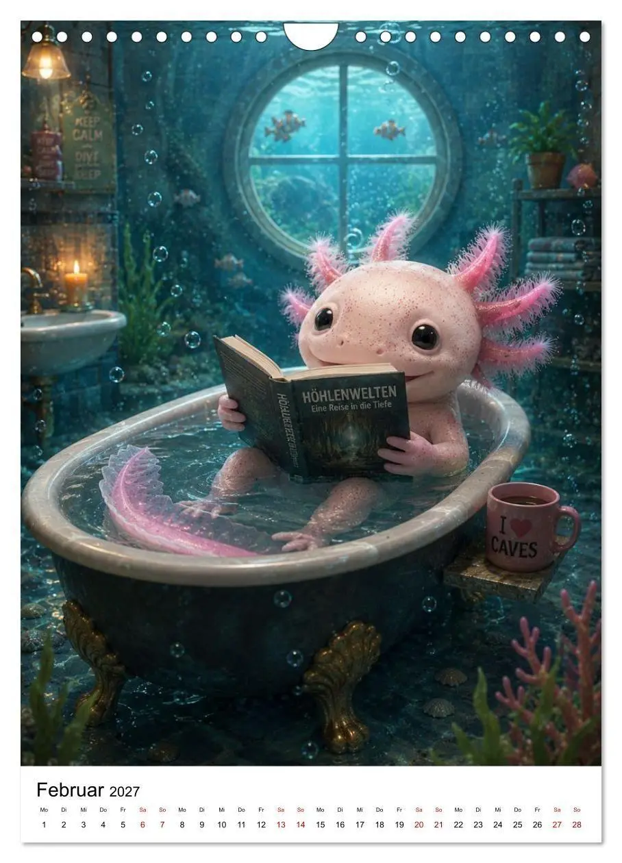 Bild: 9783594405376 | Axolotl durchs ganze Jahr (Wandkalender 2027 DIN A4 hoch), CALVENDO...