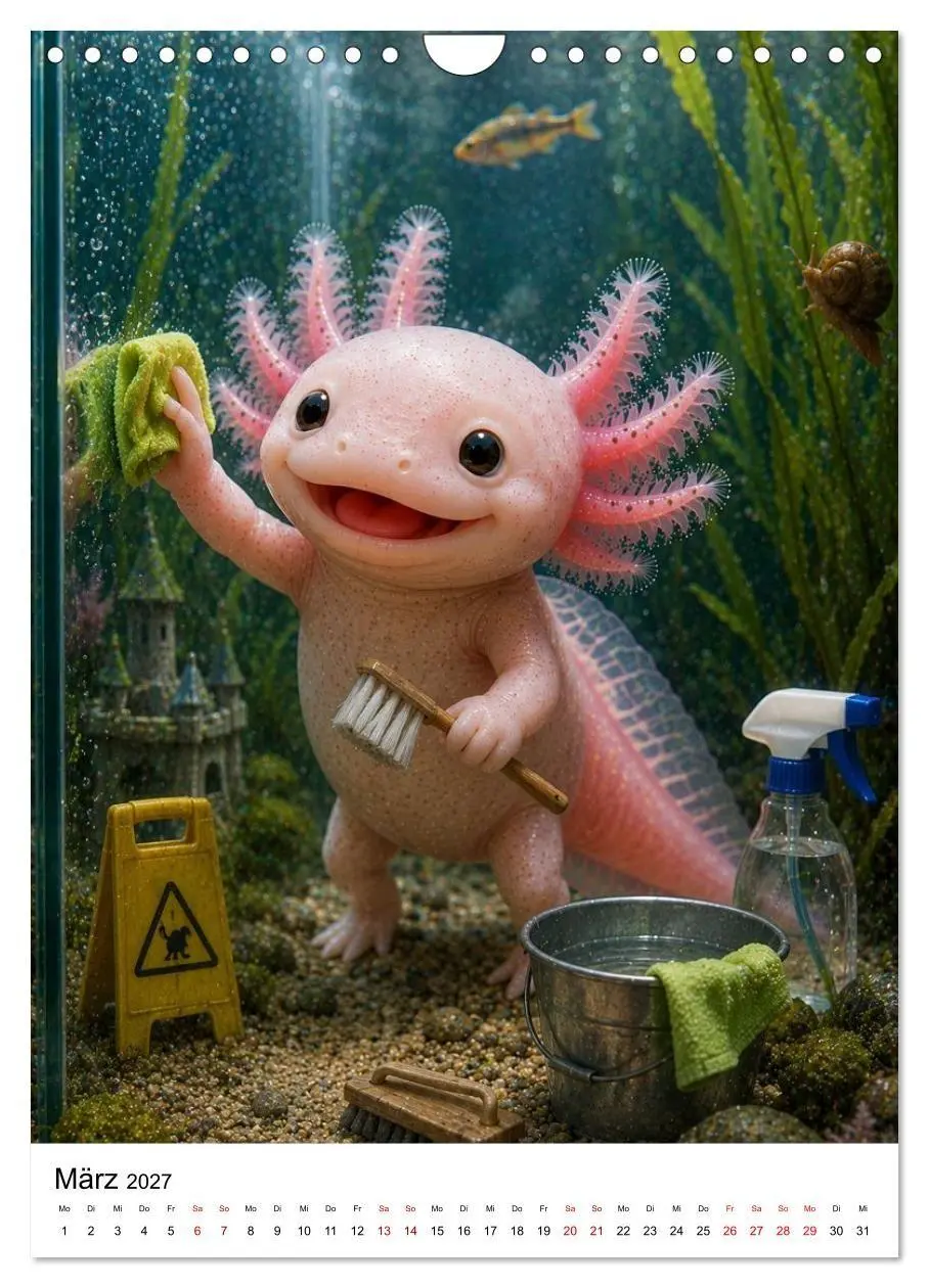 Bild: 9783594405376 | Axolotl durchs ganze Jahr (Wandkalender 2027 DIN A4 hoch), CALVENDO...