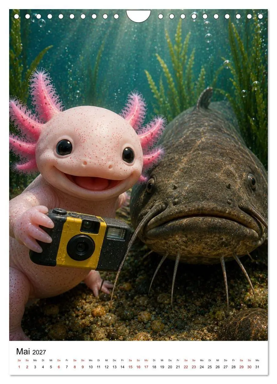 Bild: 9783594405376 | Axolotl durchs ganze Jahr (Wandkalender 2027 DIN A4 hoch), CALVENDO...