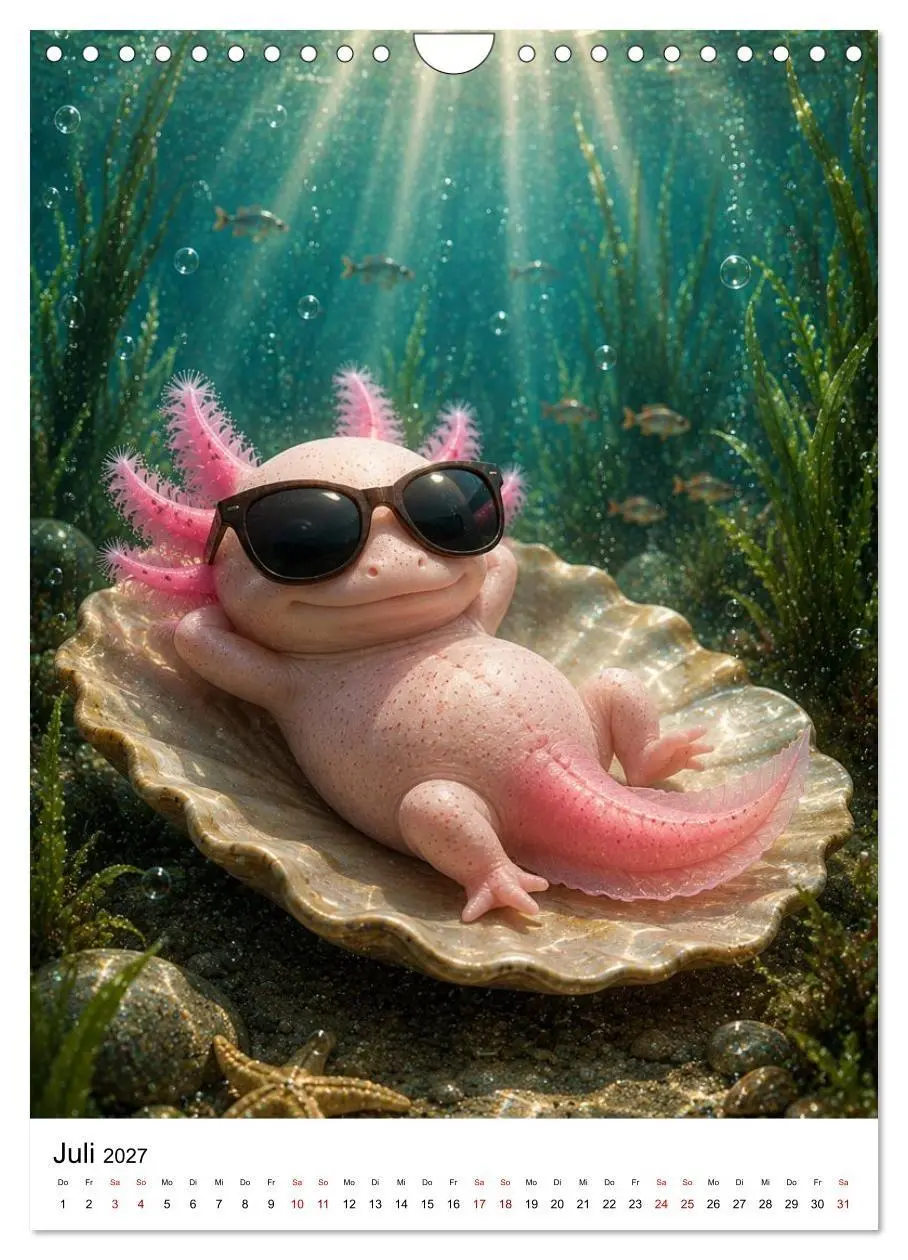Bild: 9783594405376 | Axolotl durchs ganze Jahr (Wandkalender 2027 DIN A4 hoch), CALVENDO...