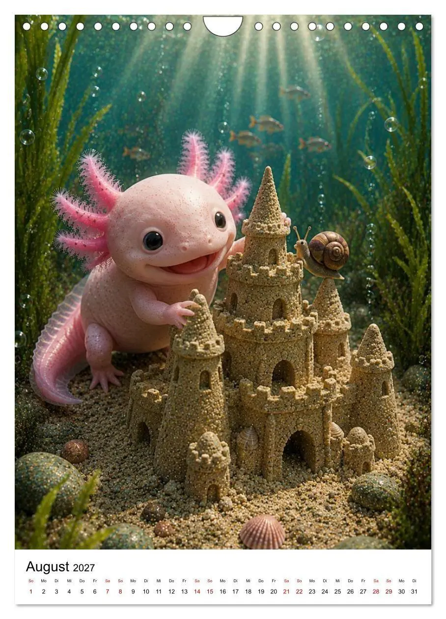 Bild: 9783594405376 | Axolotl durchs ganze Jahr (Wandkalender 2027 DIN A4 hoch), CALVENDO...