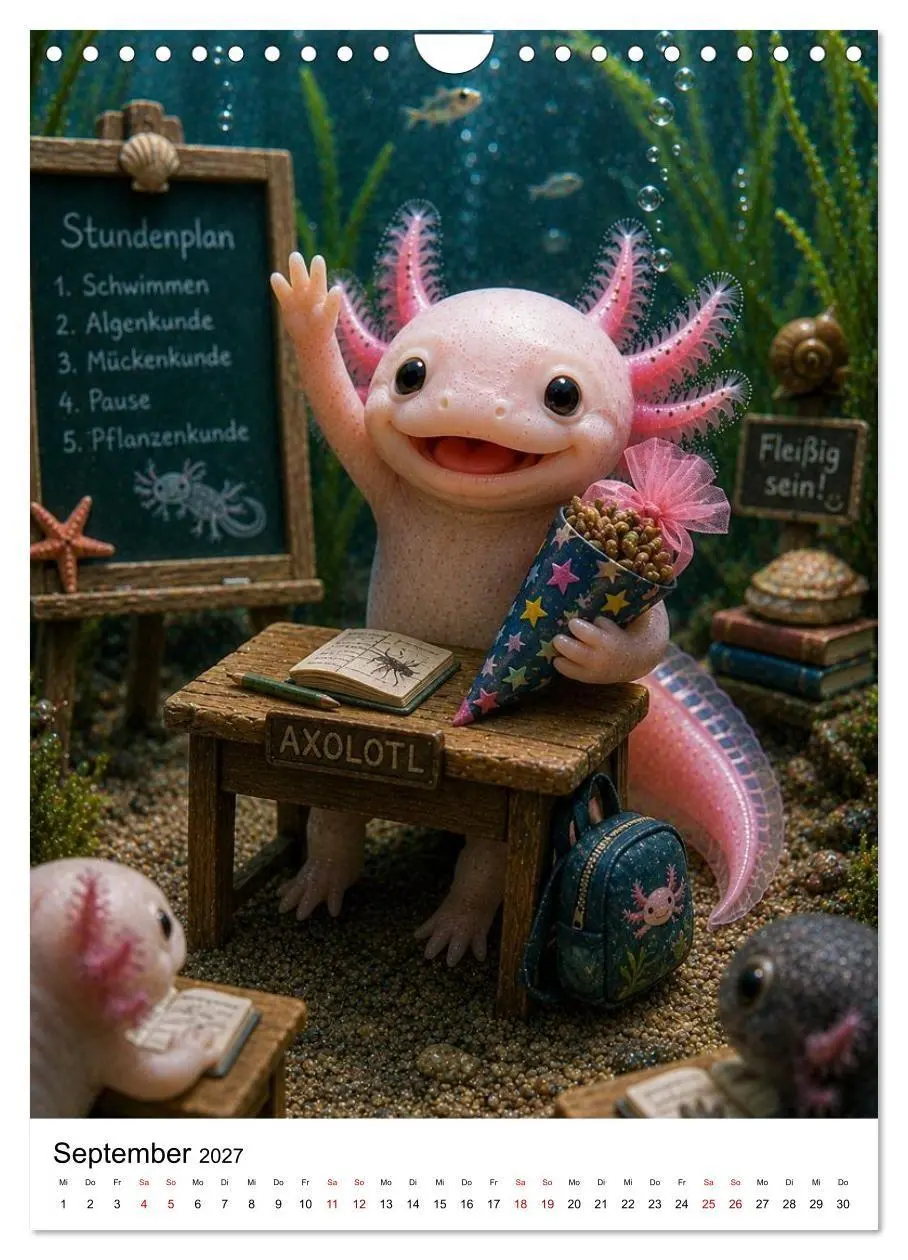 Bild: 9783594405376 | Axolotl durchs ganze Jahr (Wandkalender 2027 DIN A4 hoch), CALVENDO...