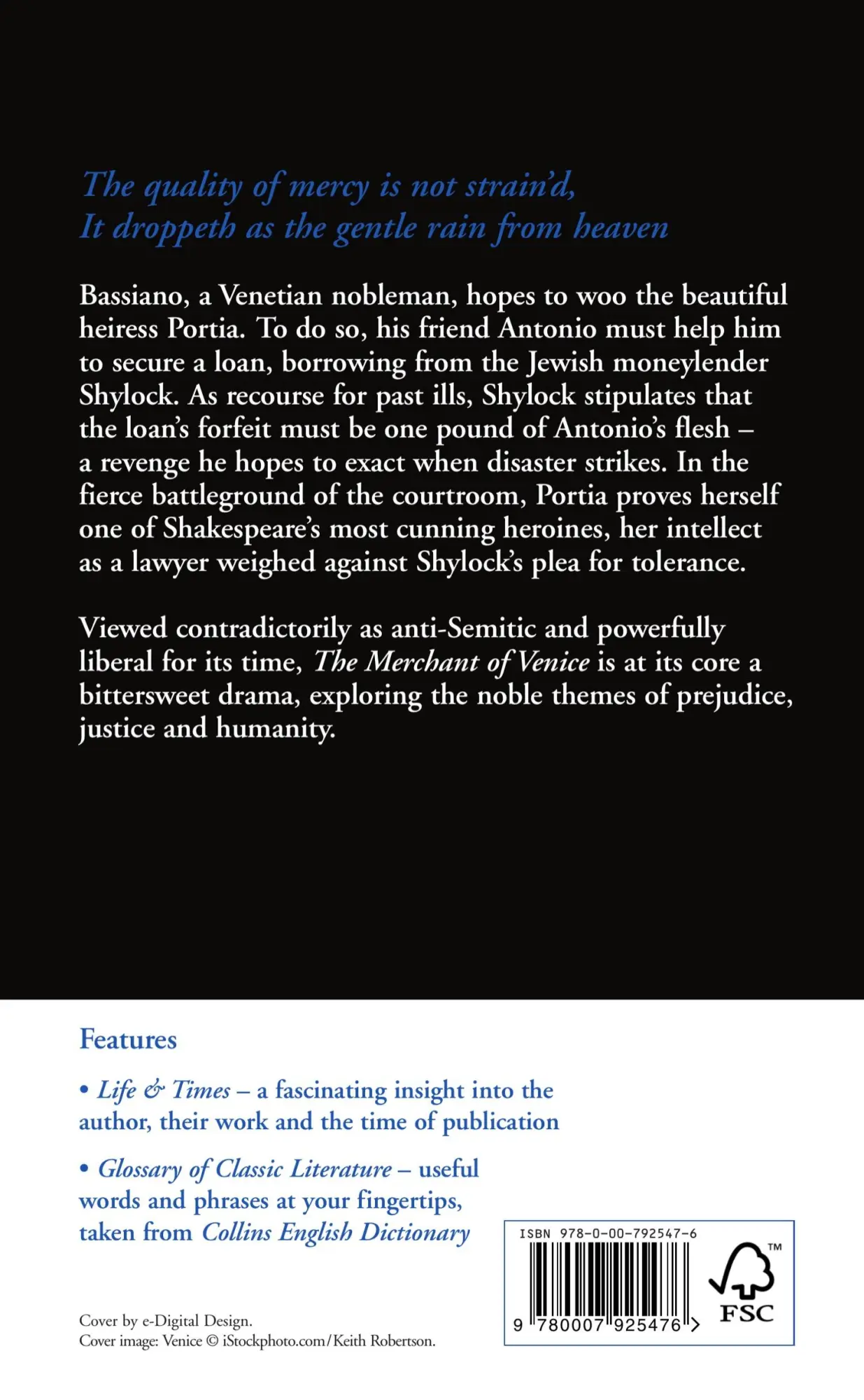 Rückseite: 9780007925476 | CLASSICS THE MARCHANT OF VENI | William Shakespeare | Taschenbuch