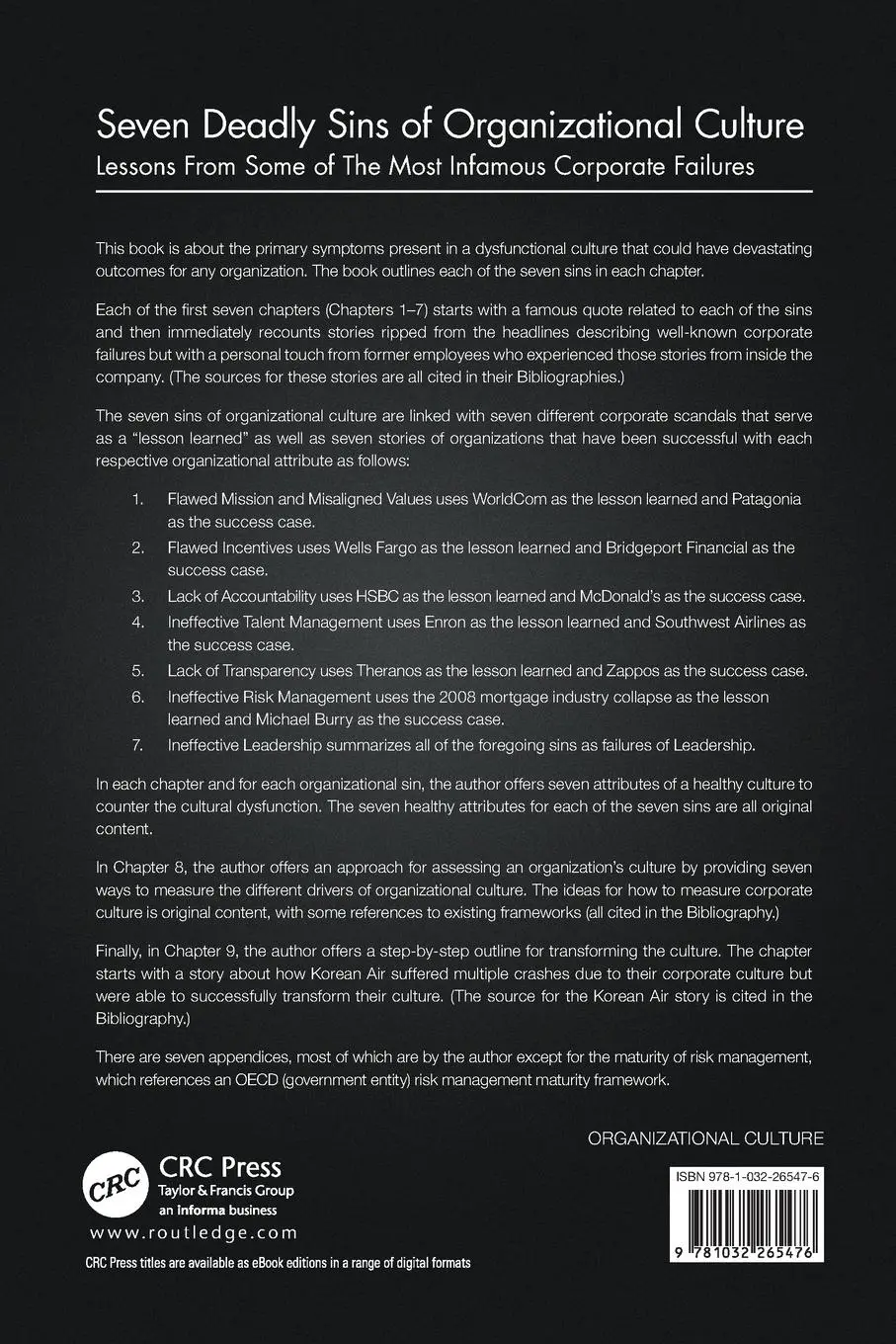 Rückseite: 9781032265476 | Seven Deadly Sins of Organizational Culture | L. T. San | Taschenbuch