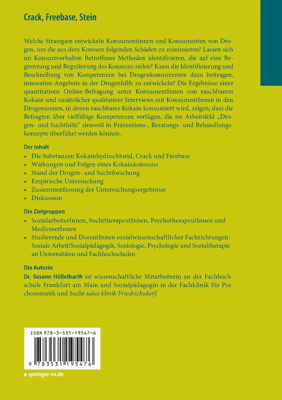 Rückseite: 9783531195476 | Crack, Freebase, Stein | Susann Hößelbarth | Taschenbuch | xiv | 2014