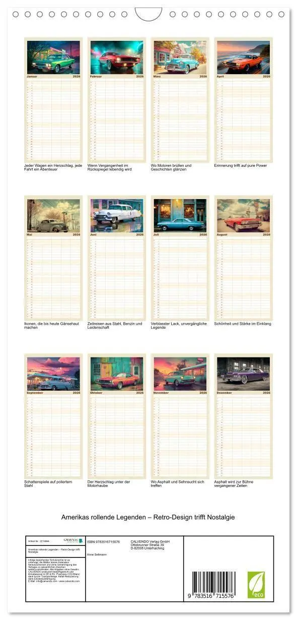 Bild: 9783516715576 | Familienplaner 2026 - Amerikas rollende Legenden - Retro-Design...