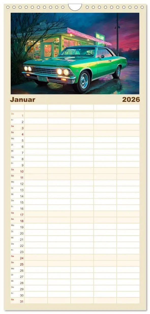 Bild: 9783516715576 | Familienplaner 2026 - Amerikas rollende Legenden - Retro-Design...
