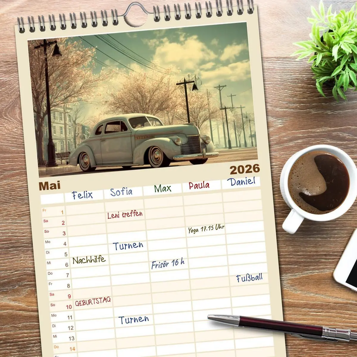 Bild: 9783516715576 | Familienplaner 2026 - Amerikas rollende Legenden - Retro-Design...