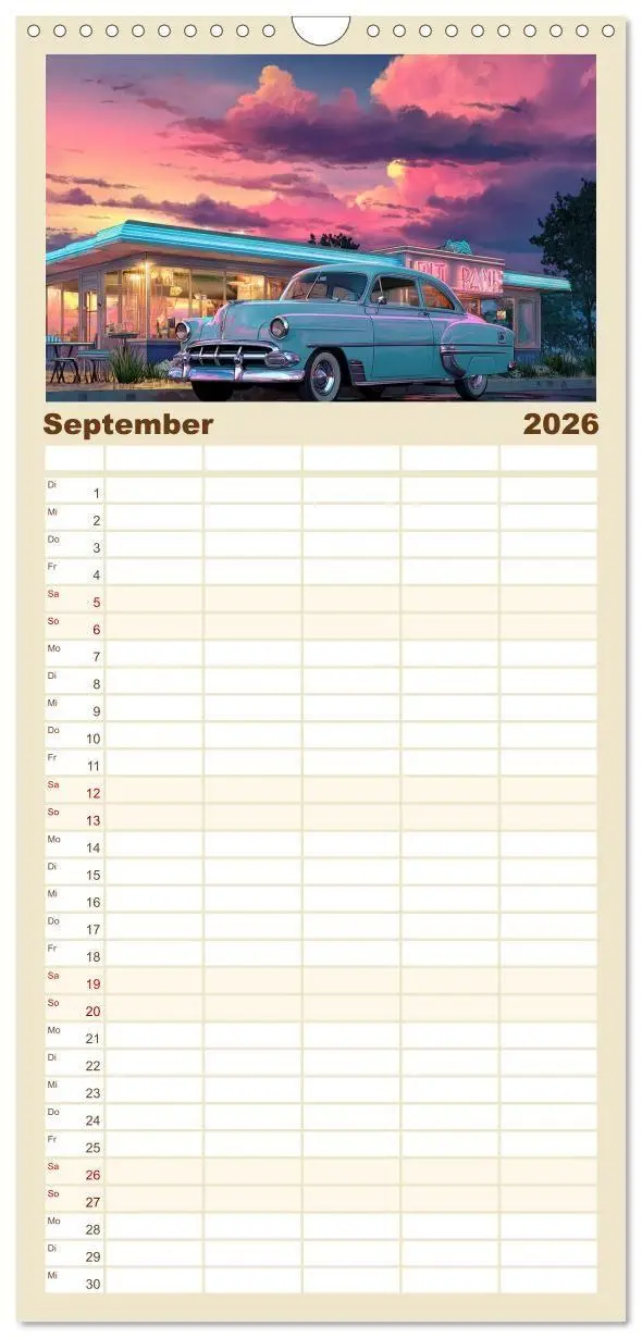 Bild: 9783516715576 | Familienplaner 2026 - Amerikas rollende Legenden - Retro-Design...