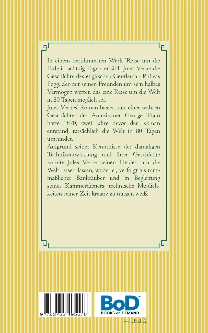 Rückseite: 9783753495576 | Reise um die Erde in 80 Tagen | Jules Verne | Taschenbuch | 208 S.