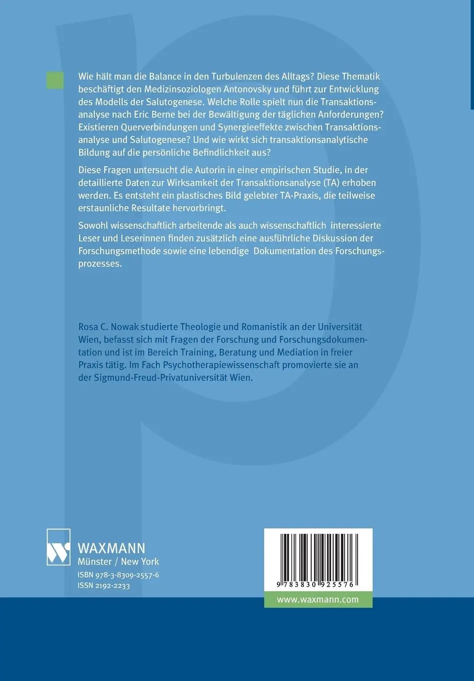 Rückseite: 9783830925576 | Transaktionsanalyse und Salutogenese | Rosa C. Nowak | Taschenbuch