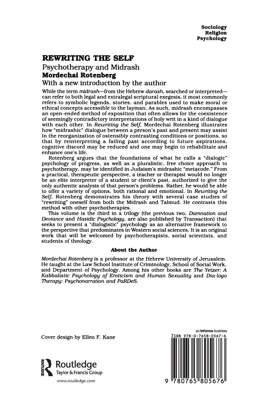 Rückseite: 9780765805676 | Rewriting the Self | Psychotherapy and Midrash | Mordechai Rotenberg