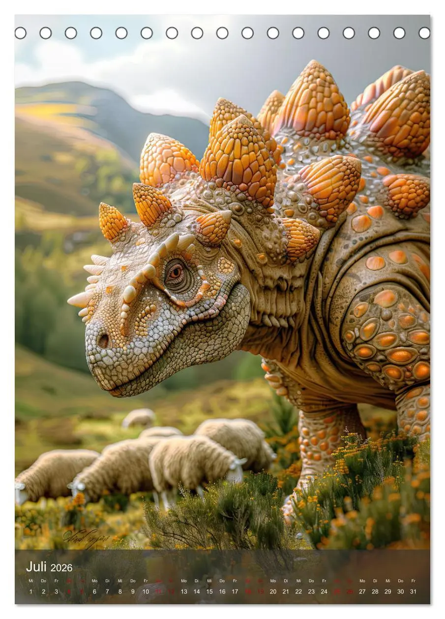 Bild: 9783516255676 | Dinos unterwegs: Urzeitriesen erkunden unsere Welt (Tischkalender...