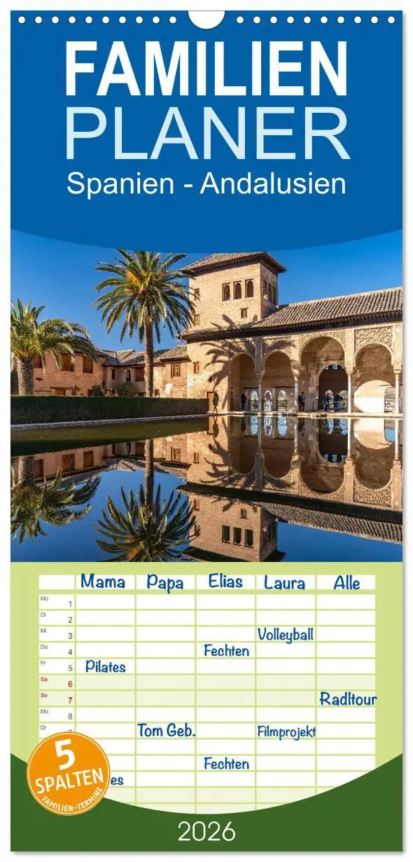 Cover: 9783516495676 | Familienplaner 2026 - Spanien - Andalusien mit 5 Spalten...