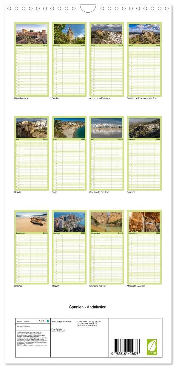 Bild: 9783516495676 | Familienplaner 2026 - Spanien - Andalusien mit 5 Spalten...