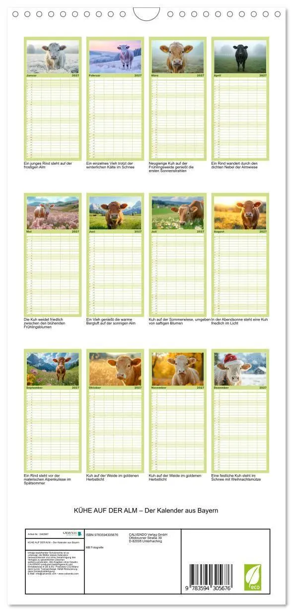 Bild: 9783594305676 | Familienplaner 2027 - KÜHE AUF DER ALM - Der Kalender aus Bayern...
