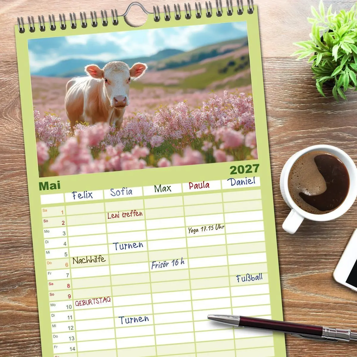 Bild: 9783594305676 | Familienplaner 2027 - KÜHE AUF DER ALM - Der Kalender aus Bayern...
