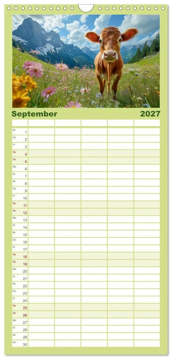 Bild: 9783594305676 | Familienplaner 2027 - KÜHE AUF DER ALM - Der Kalender aus Bayern...