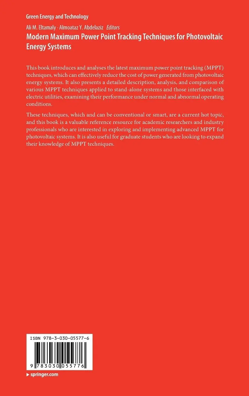 Rückseite: 9783030055776 | Modern Maximum Power Point Tracking Techniques for Photovoltaic...