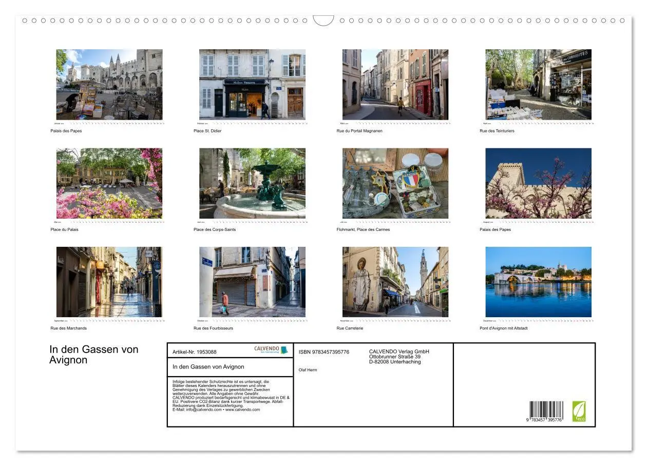 Bild: 9783457395776 | In den Gassen von Avignon (Wandkalender 2026 DIN A2 quer), CALVENDO...