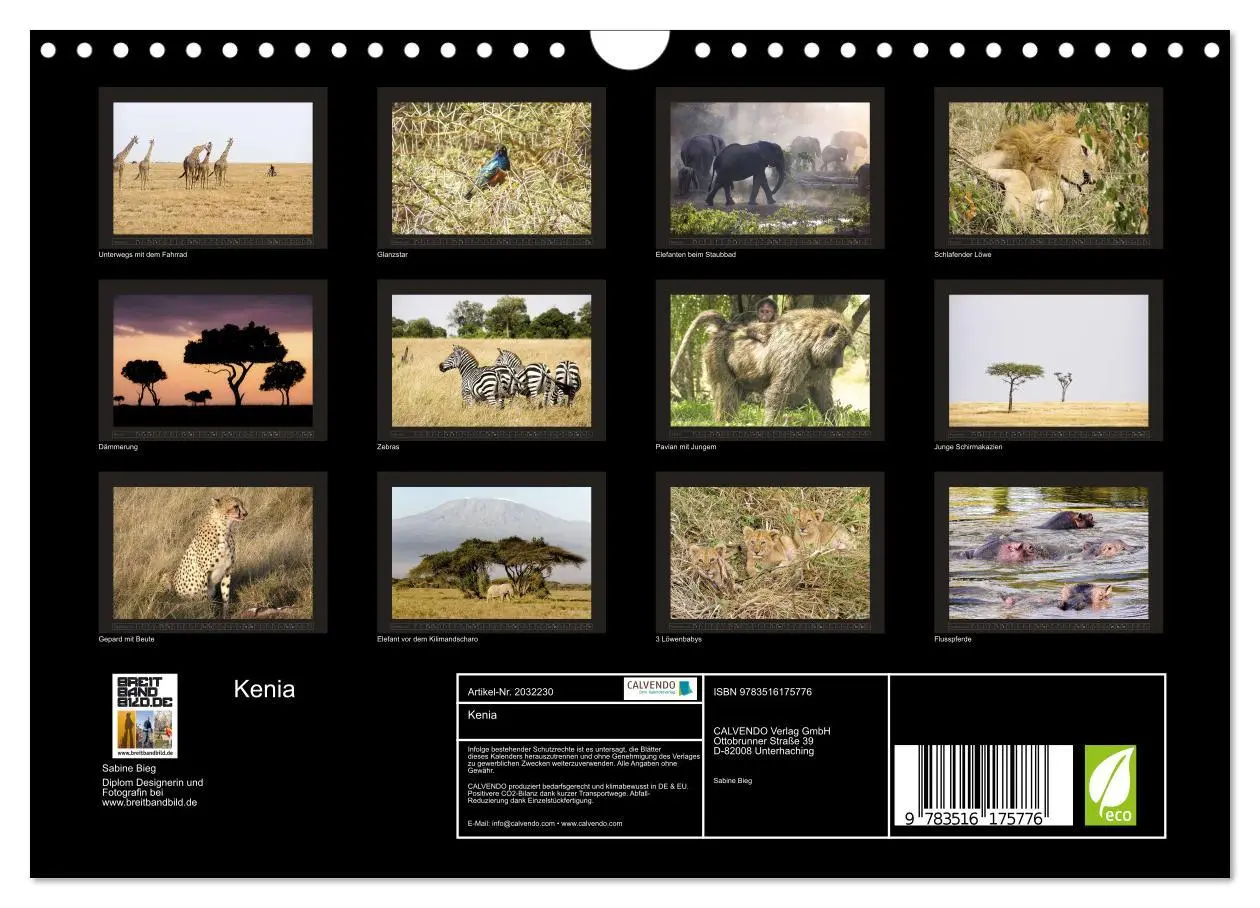 Bild: 9783516175776 | Kenia (Wandkalender 2026 DIN A4 quer), CALVENDO Monatskalender | 2026