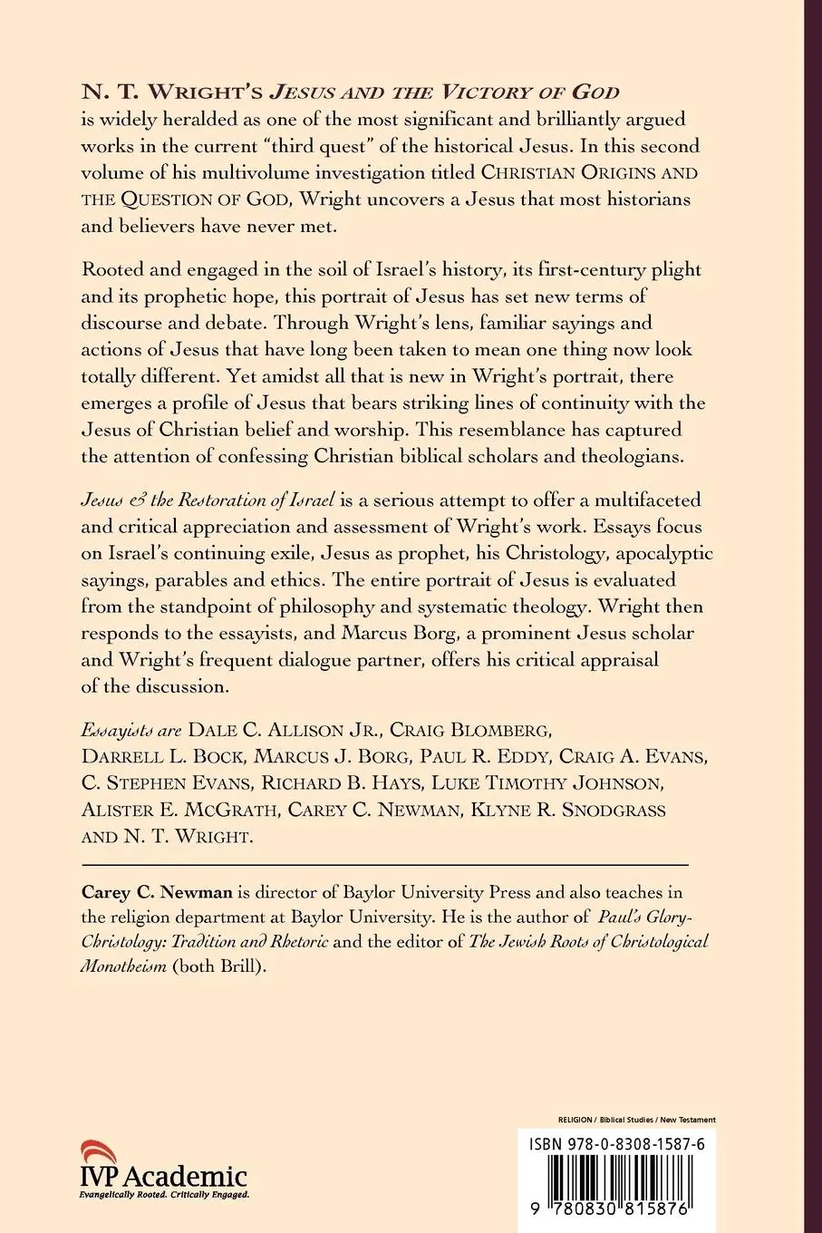 Rückseite: 9780830815876 | Jesus and the Restoration of Israel | Carey C. Newman | Taschenbuch