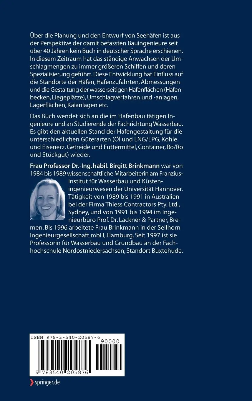 Rückseite: 9783540205876 | Seehäfen | Planung und Entwurf | Birgitt Brinkmann | Buch | xx | 2004