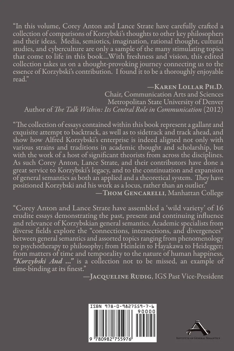 Rückseite: 9780982755976 | Korzybski And... | Corey Anton (u. a.) | Taschenbuch | Englisch | 2012