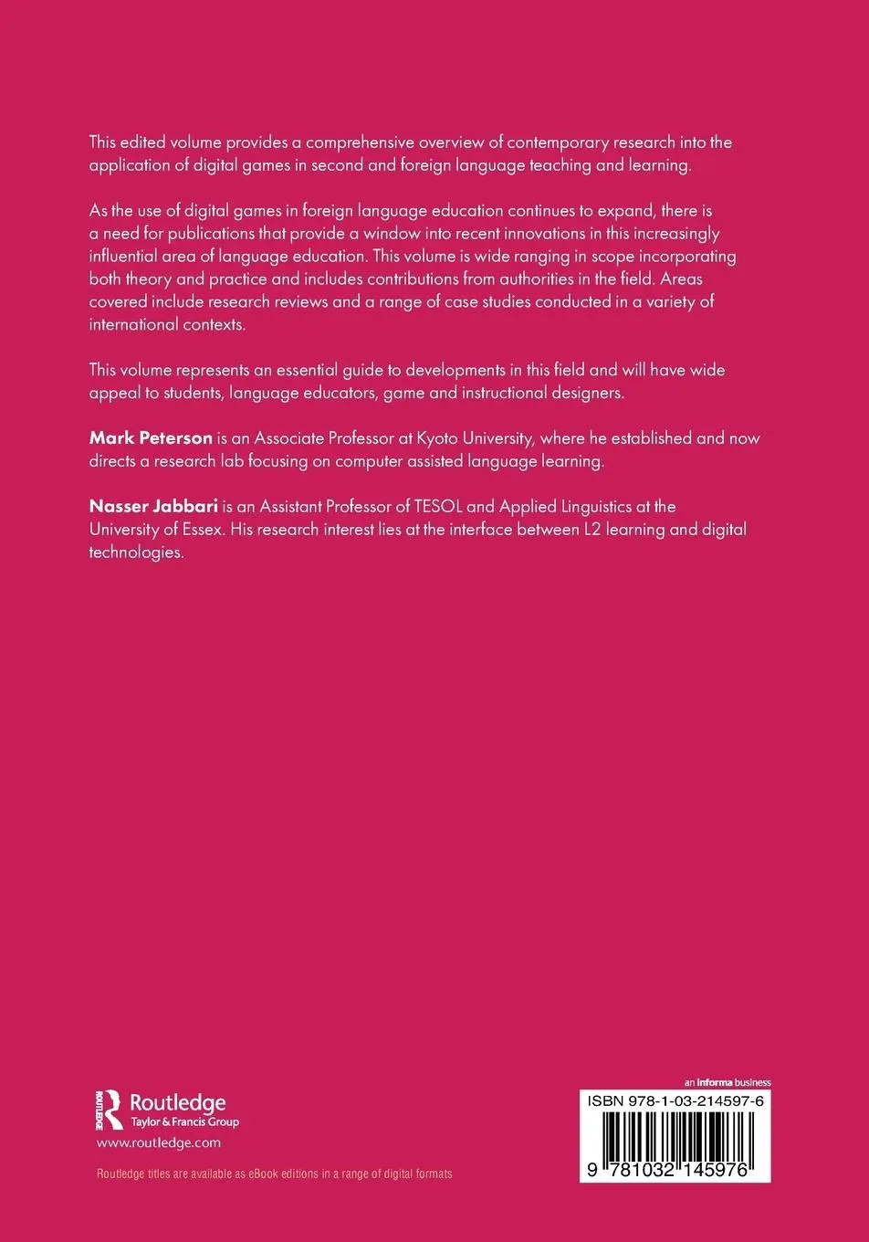 Rückseite: 9781032145976 | Digital Games in Language Learning | Case Studies and Applications