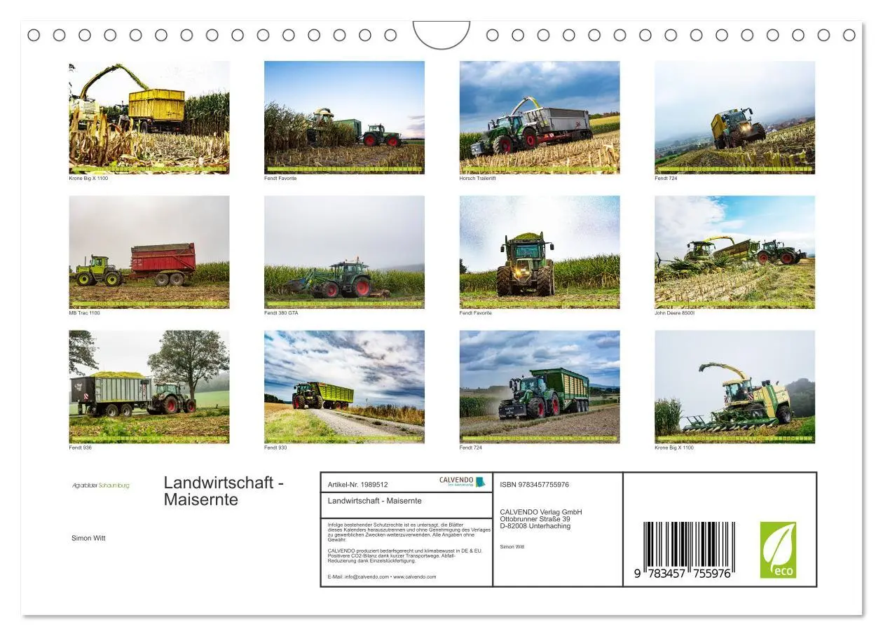 Bild: 9783457755976 | Landwirtschaft - Maisernte (Wandkalender 2026 DIN A4 quer),...